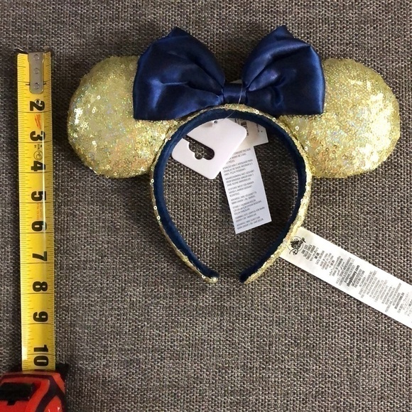 Disney Minnie Mouse Sequined Headband Gold Blue Headband 50th Anniversary - Picture 14 of 16